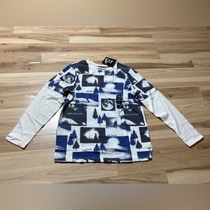 Art Class Boys Snowboard Design Long Sleeve Shirt - Medium 8/10